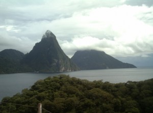 The view from the pool in your suite at Jade Mountain