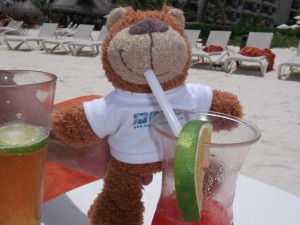 Bayley enjoying a refreshing beverage at Dreams Riviera Cancun
