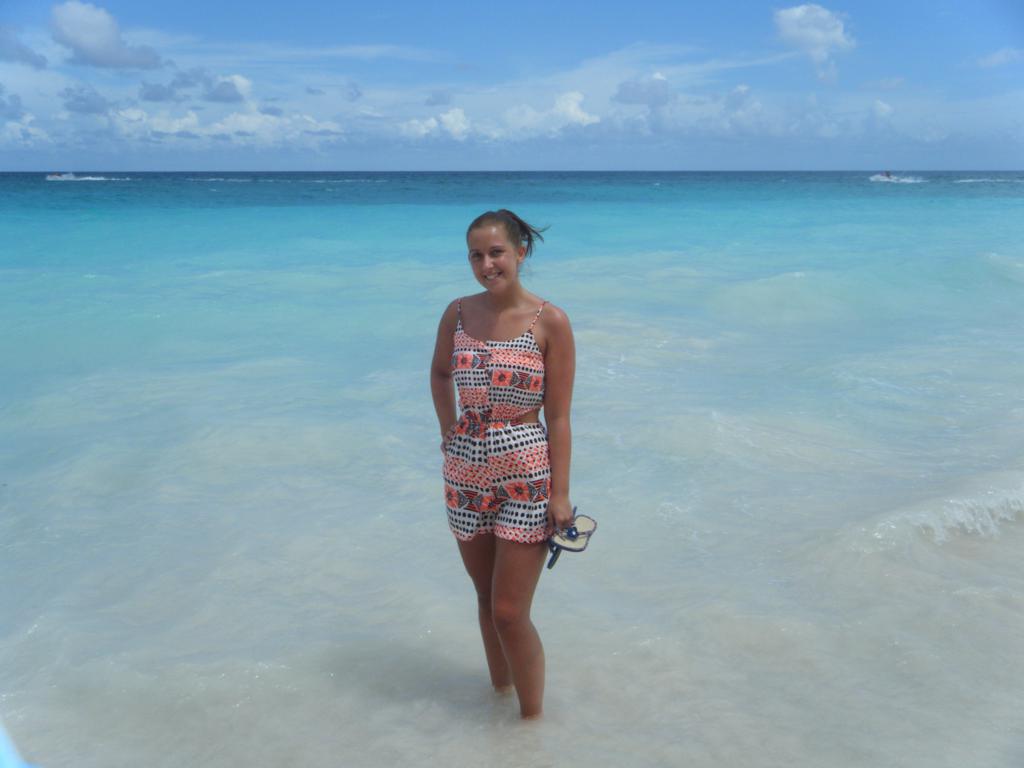 Nicola enjoying the beautiful blue Caribbean sea