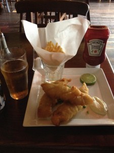 Fish & Chips with a pint, yum yum