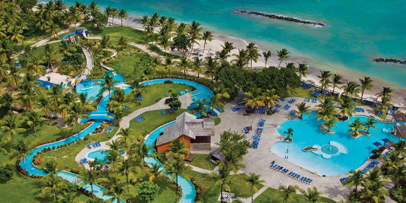 Aerial shot of Splash and Cocoland at Coconut Bay Beach Resort & Spa