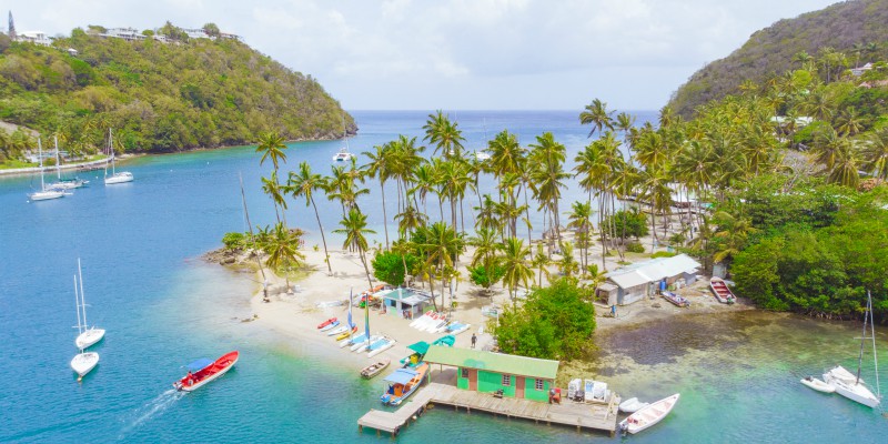 Marigot Bay with Caribbean Warehouse