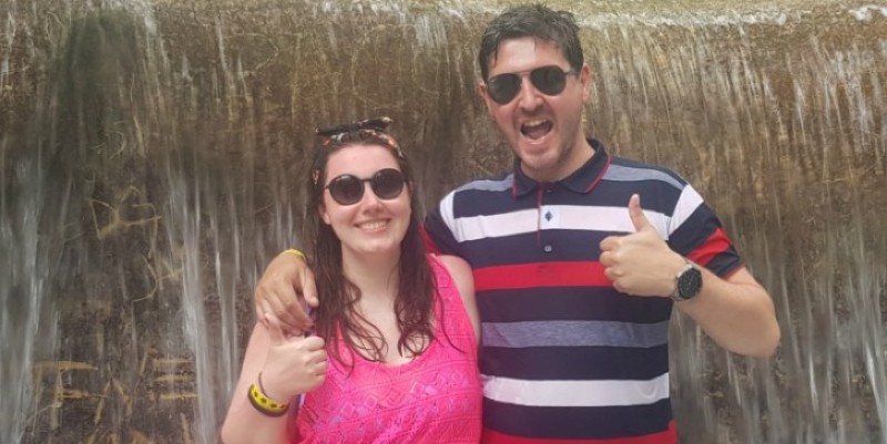 Alice and her partner at Dunn's River Falls, Jamaica