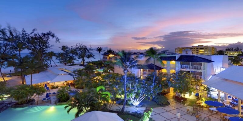 Turtle Beach by Elegant Resorts in Barbados as the sun goes down