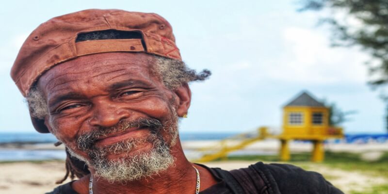 Barbados man smiling to camera