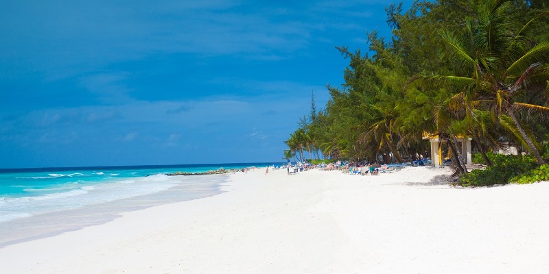 Image of a white sand beach in Barbados