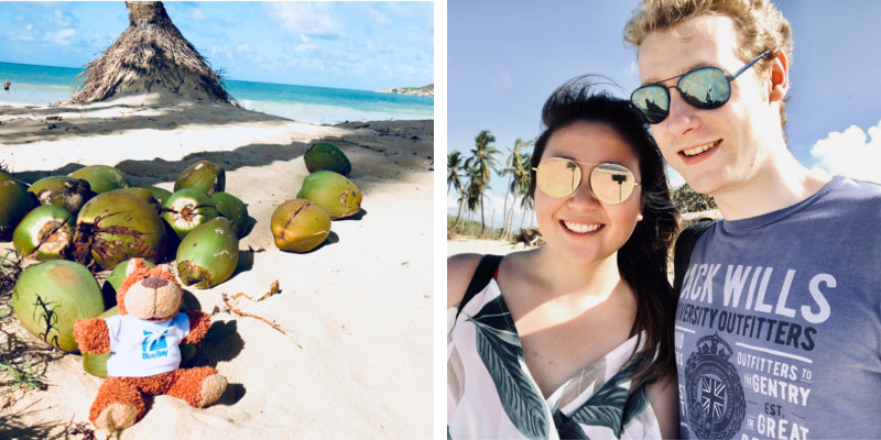 Jennifer and her partner on Macao Beach