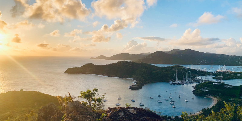 The sun setting in Antigua