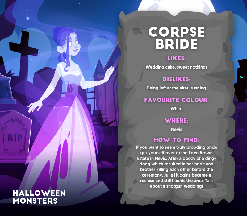 The corpse bride of the Caribbean is Julia Higgins of Nevis