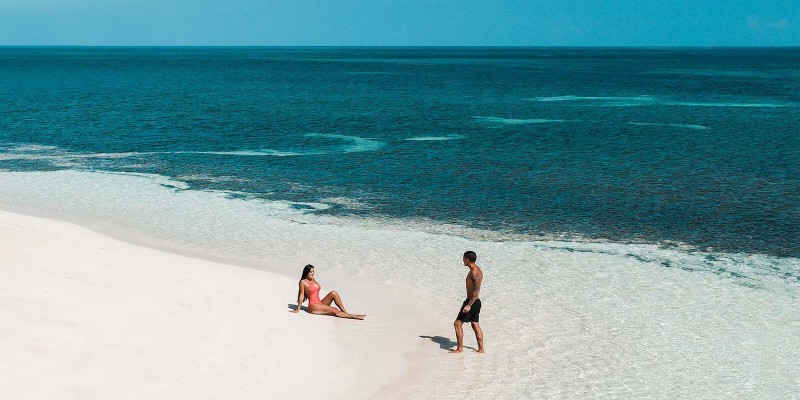 white sand beach and azure waters of Montego Bay