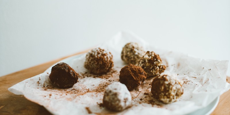 Chocolate truffles on a plate