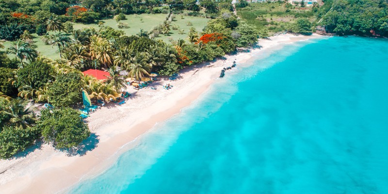 Stunning white sand beaches in St Lucia or Grenada