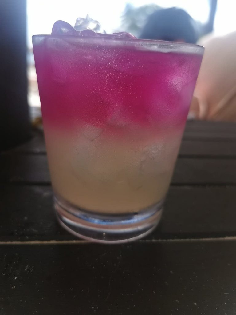 Pink and peach drink