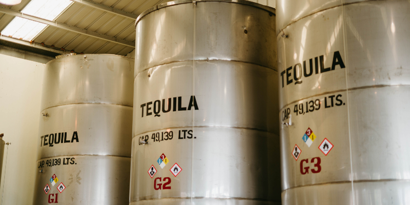 Huge tanks of tequila being made