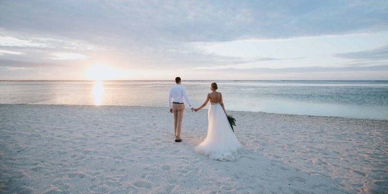 Couple getting married on the beach