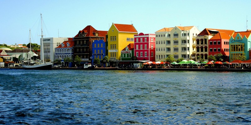 Colourful colonial buildings along the waterfront in Willemstad