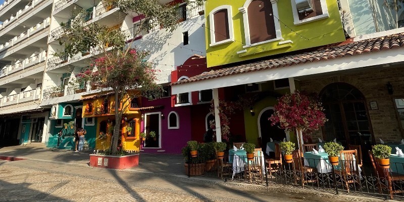 colourful buildings in the Puerto Vallarta Malecon
