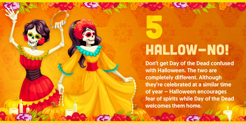 Don't get Day of the Dead confused with Halloween - they are not the same