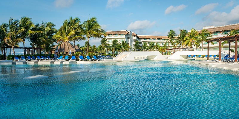 one of three resort swimming pools